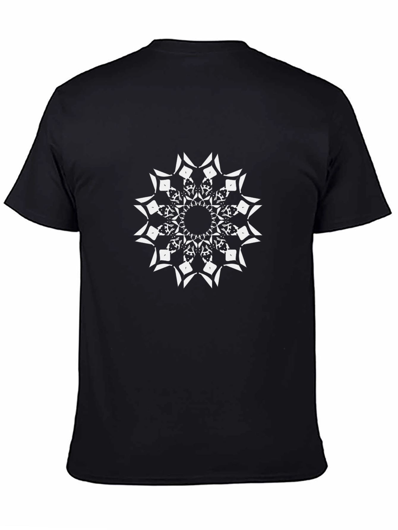 Abstract Mandala Print Black T-Shirt