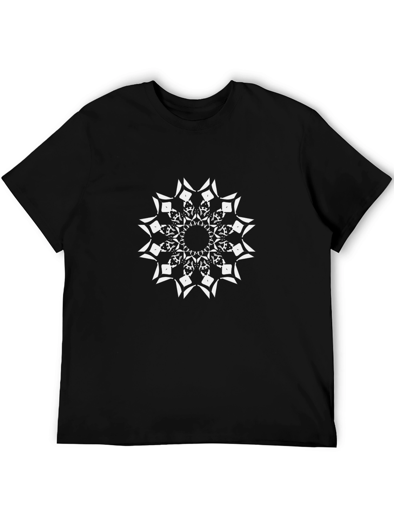 Abstract Mandala Print Black T-Shirt