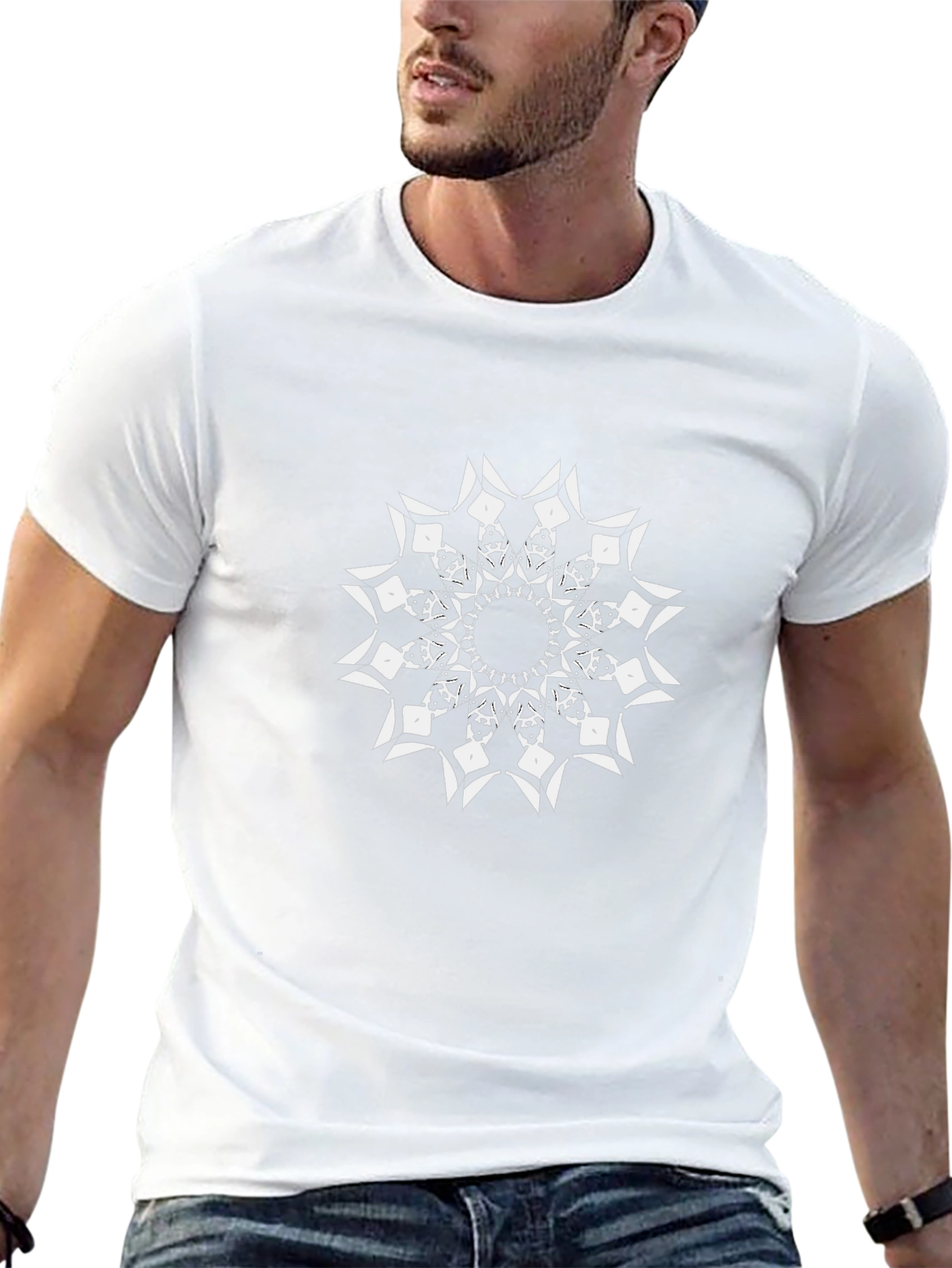 Abstract Mandala Print Black T-Shirt