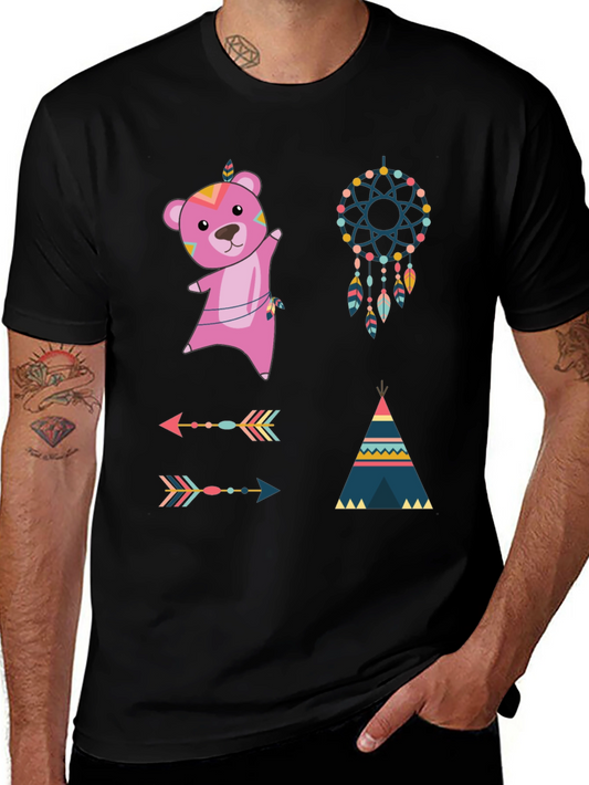 Boho Bear Graphic Tee - Dream Catcher Design
