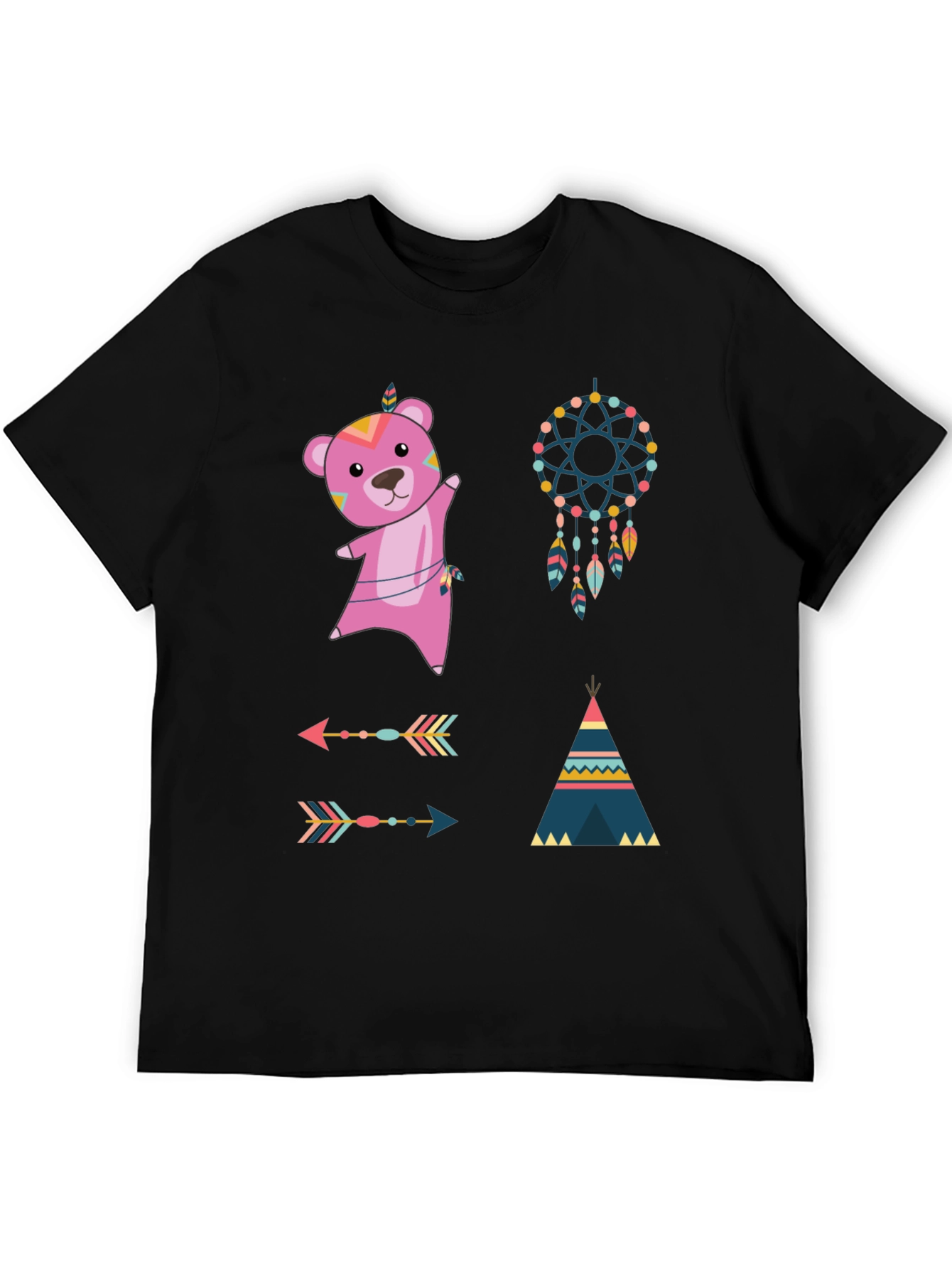Boho Bear Graphic Tee - Dream Catcher Design