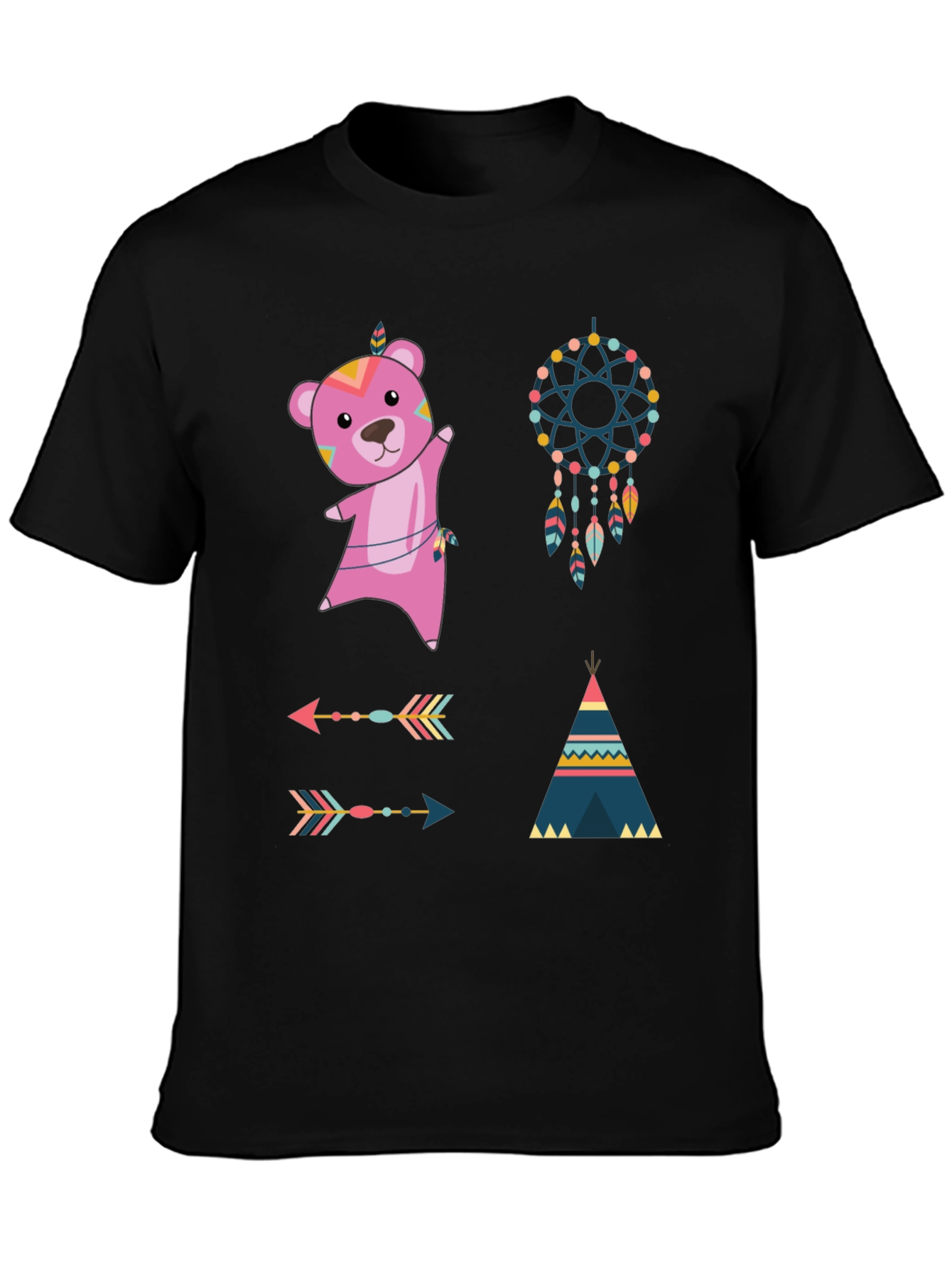 Boho Bear Graphic Tee - Dream Catcher Design