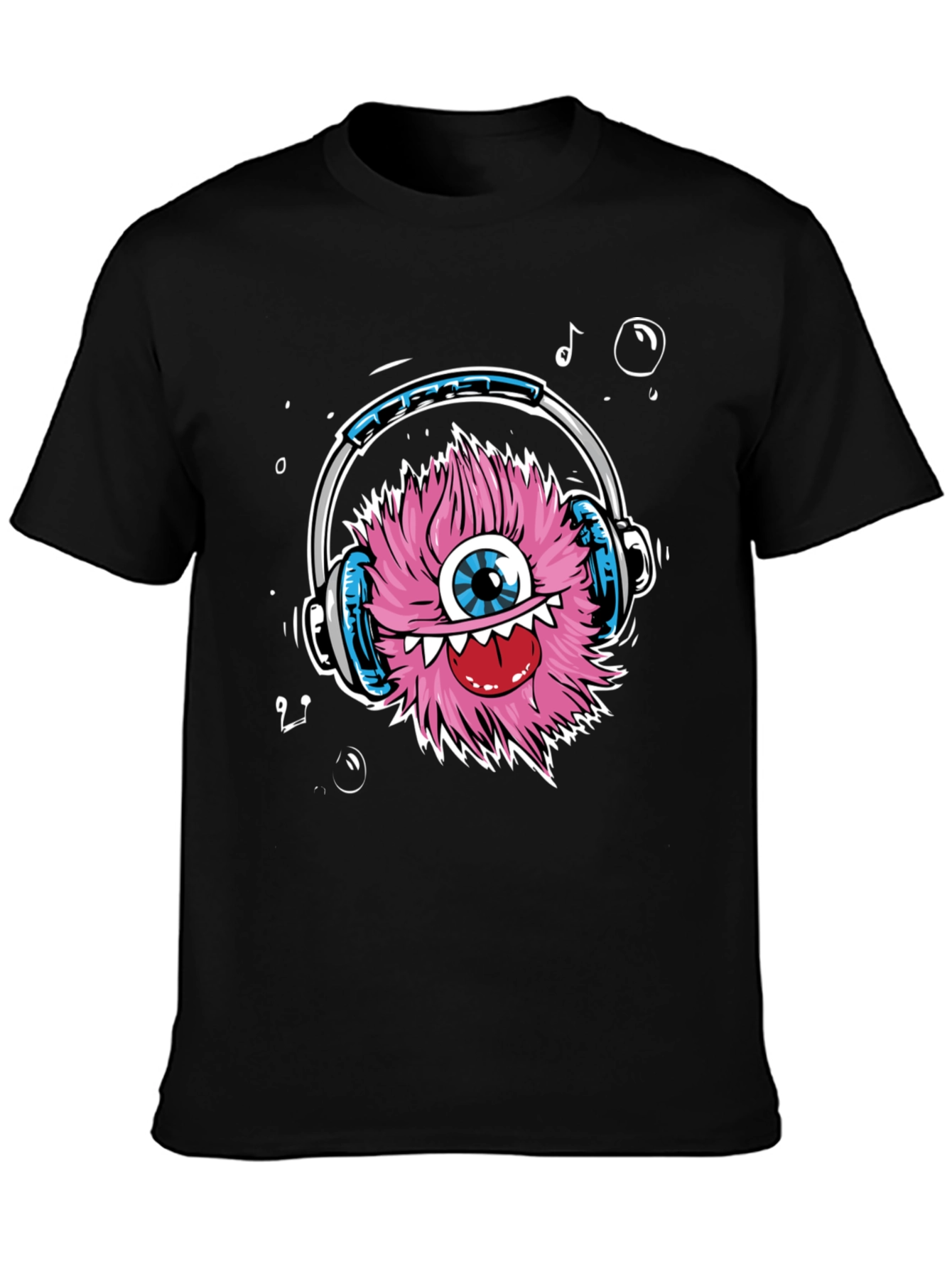 Funky Monster with Headphones T-Shirt - Black