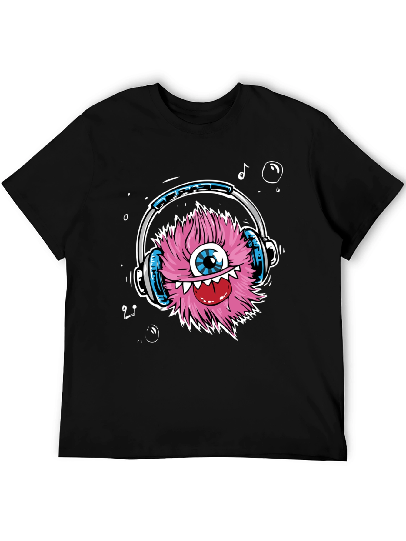 Funky Monster with Headphones T-Shirt - Black