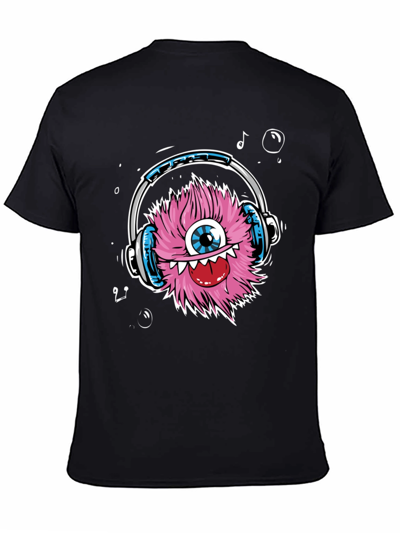 Funky Monster with Headphones T-Shirt - Black