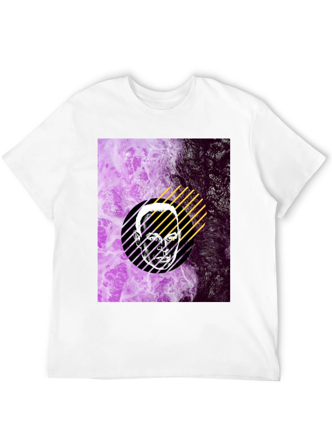 Abstract Face Graphic Print Black T-Shirt