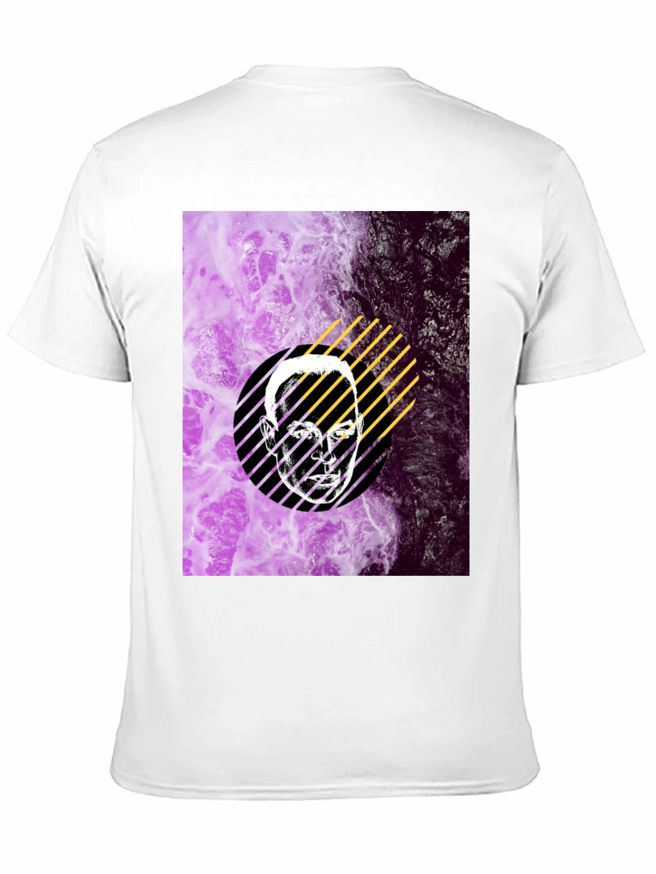 Abstract Face Graphic Print Black T-Shirt