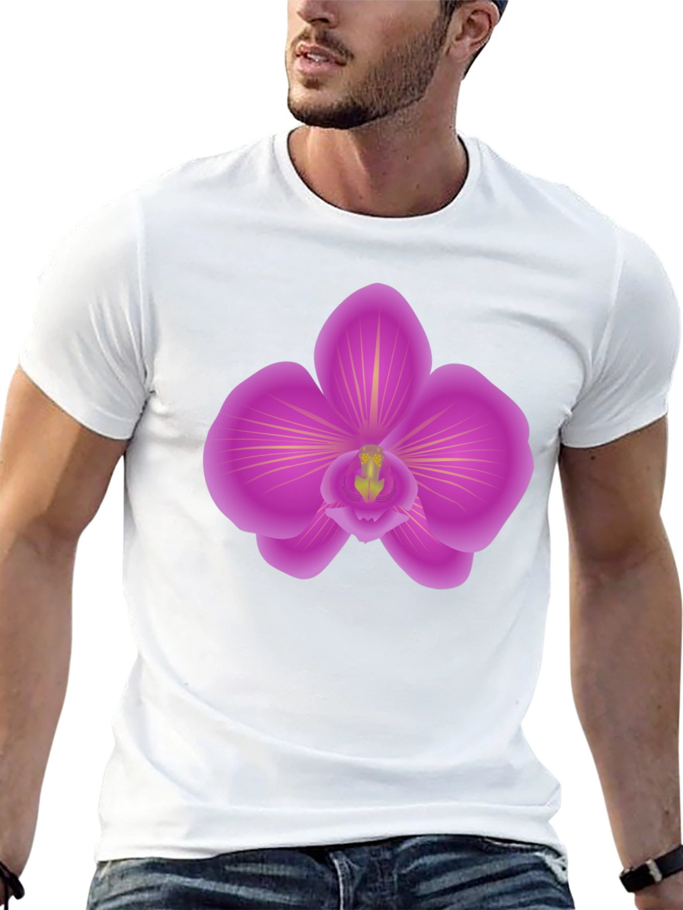 Orchid Graphic Tee - Stylish Mens Black T-Shirt