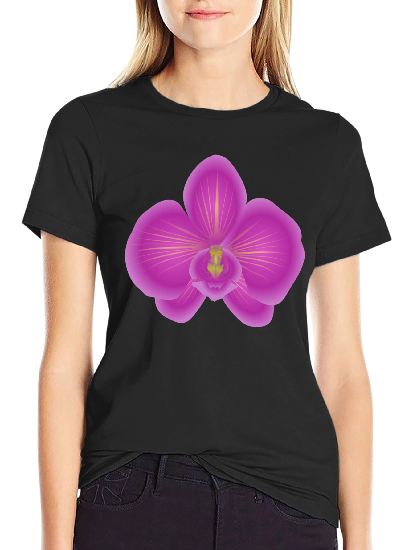 Orchid Graphic Tee - Stylish Mens Black T-Shirt