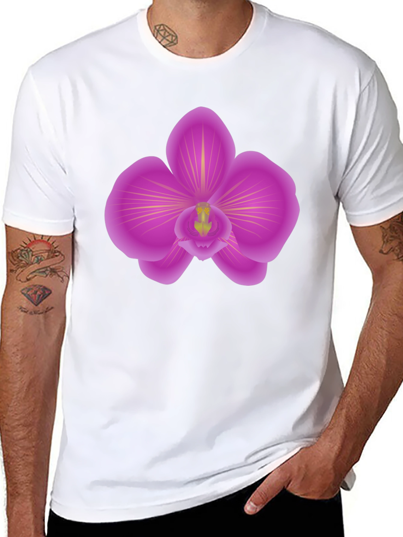 Orchid Graphic Tee - Stylish Mens Black T-Shirt