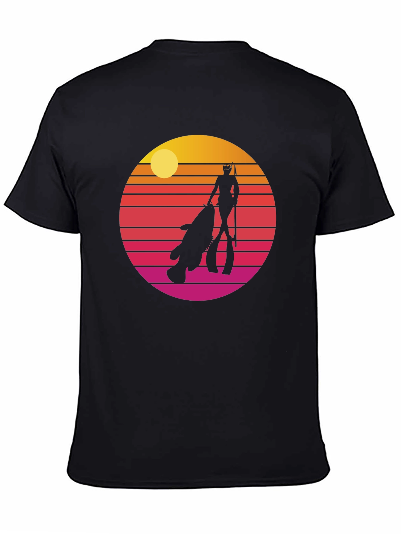 Retro Spearfishing T-Shirt - Sunset Diver Tee