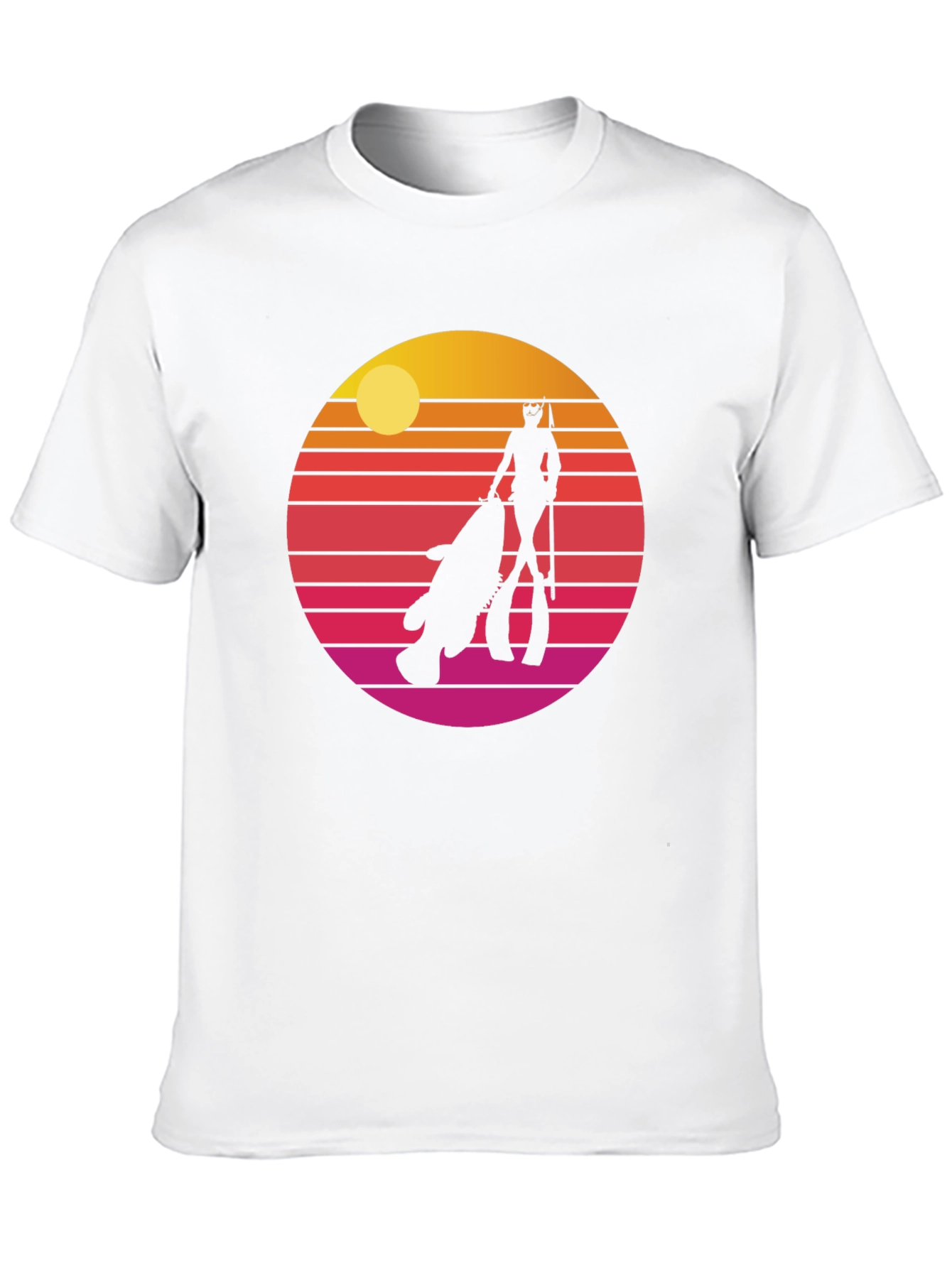 Retro Spearfishing T-Shirt - Sunset Diver Tee