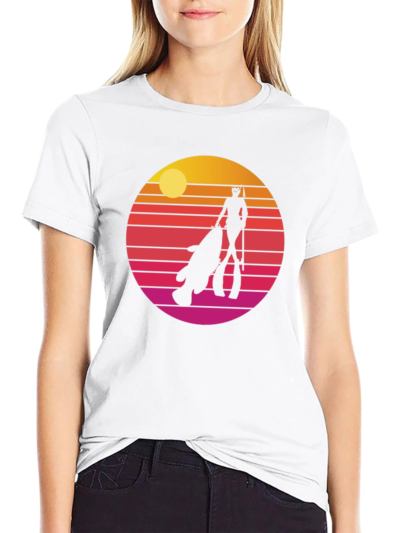 Retro Spearfishing T-Shirt - Sunset Diver Tee