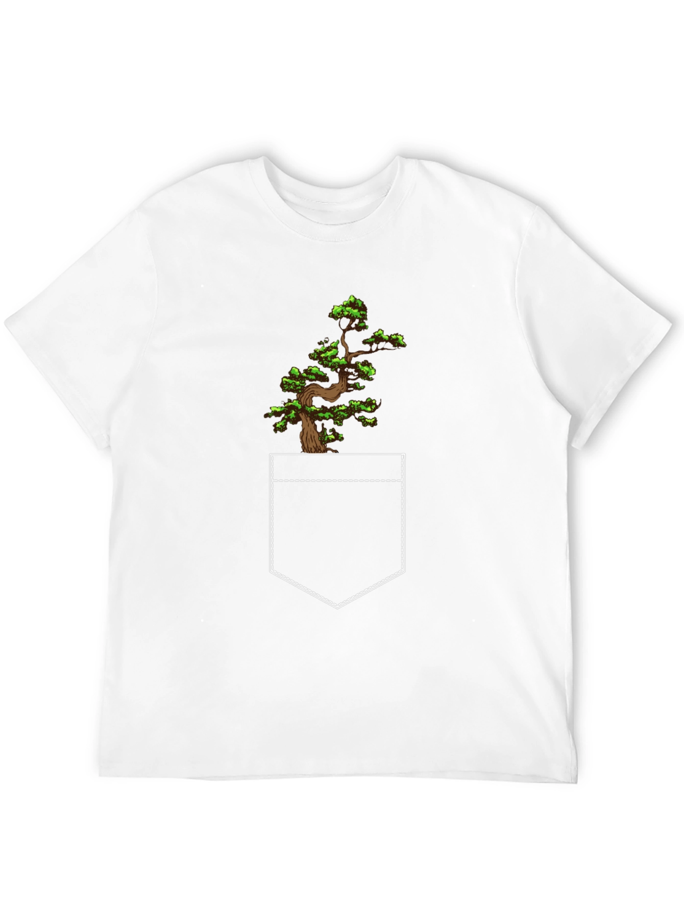 Bonsai Tree Pocket Print Black T-Shirt