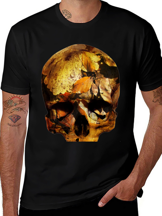 Skull Graphic Tee - Fallen Leaves Design