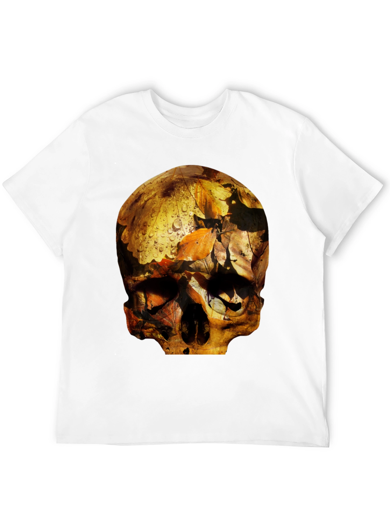 Skull Graphic Tee - Fallen Leaves Design