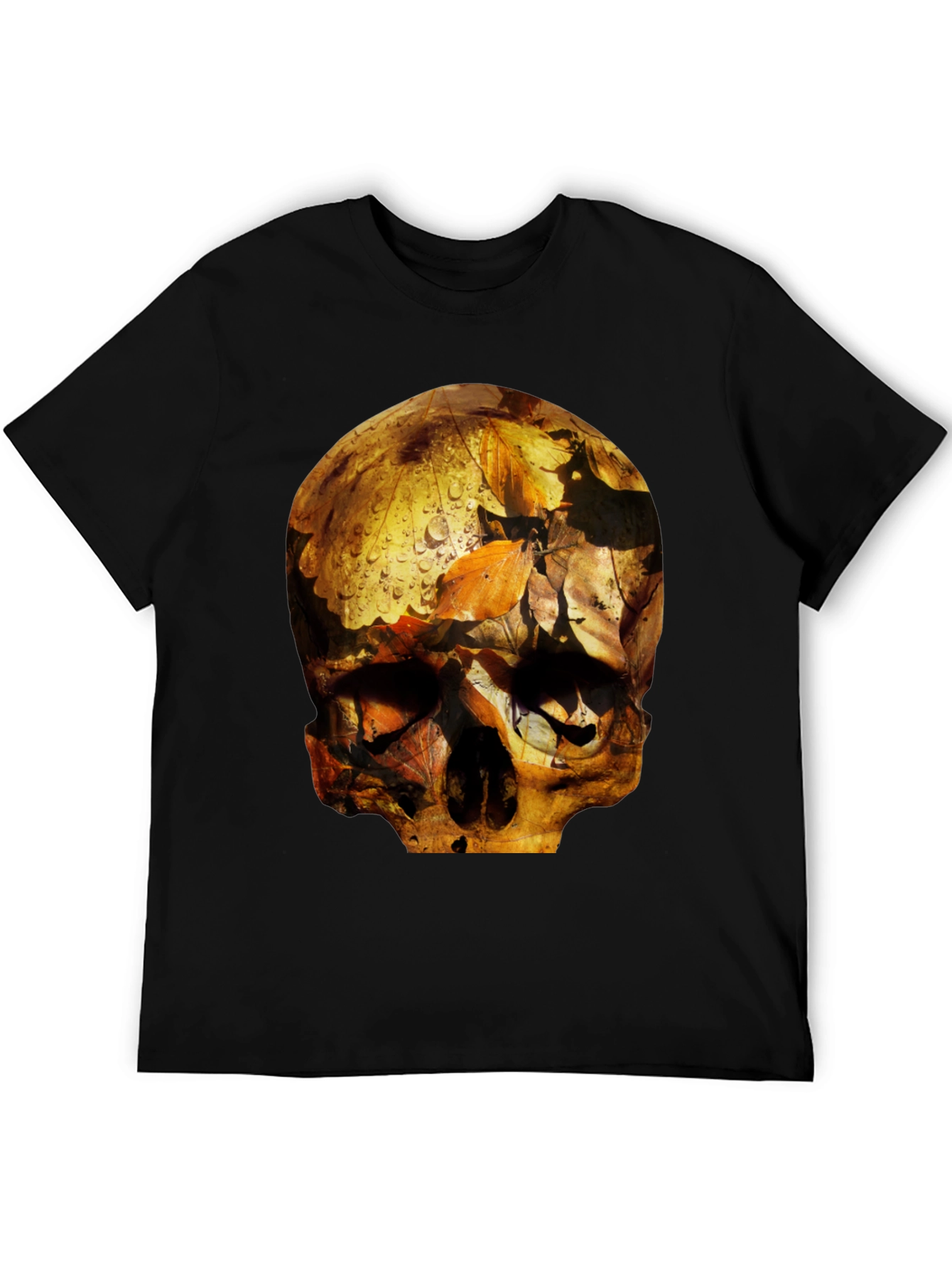 Skull Graphic Tee - Fallen Leaves Design