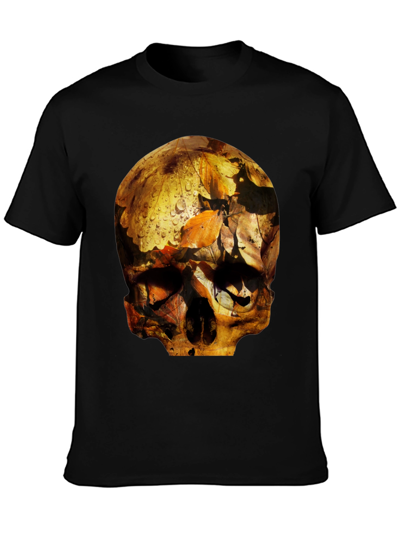 Skull Graphic Tee - Fallen Leaves Design
