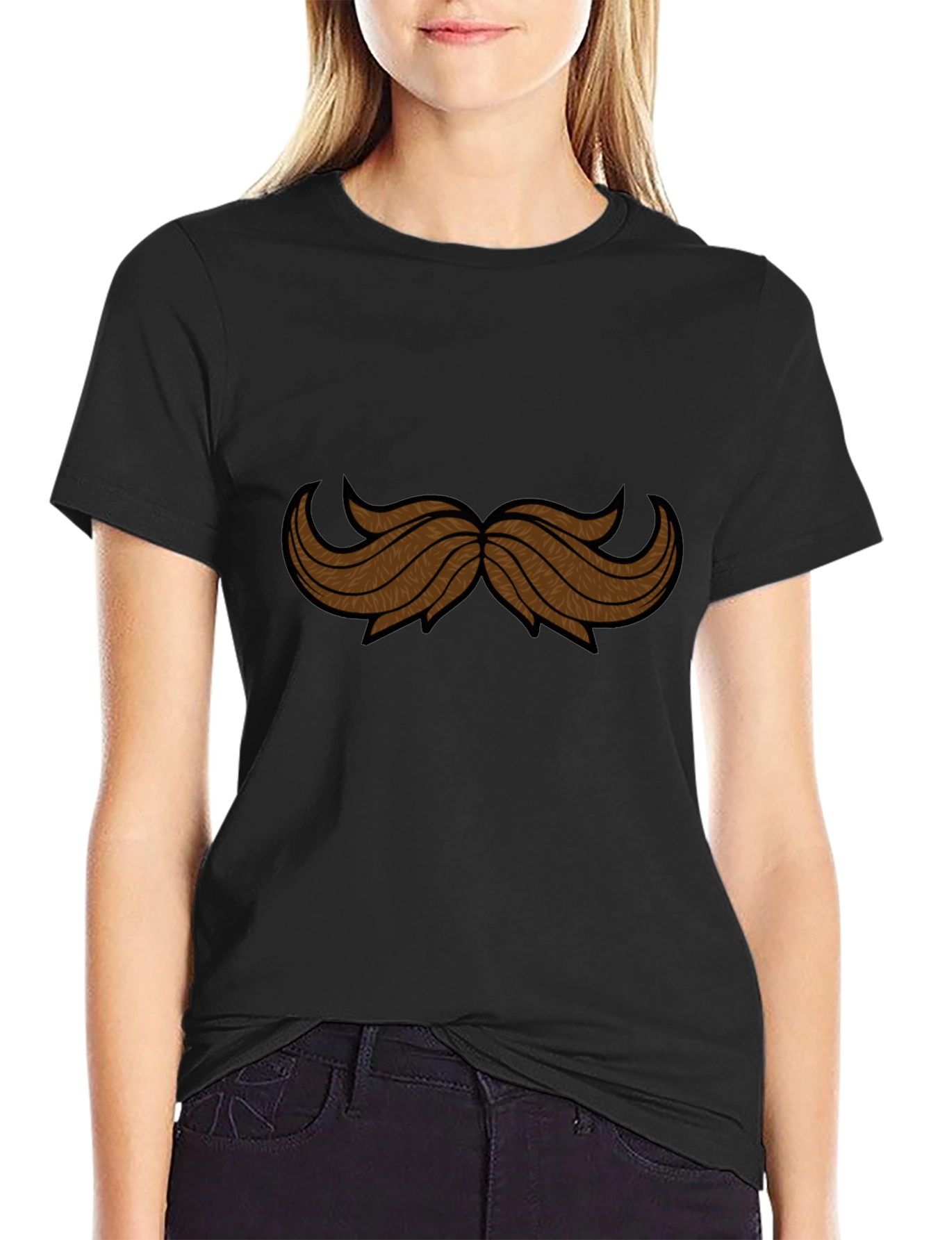 Mustache Graphic Black Tee Shirt
