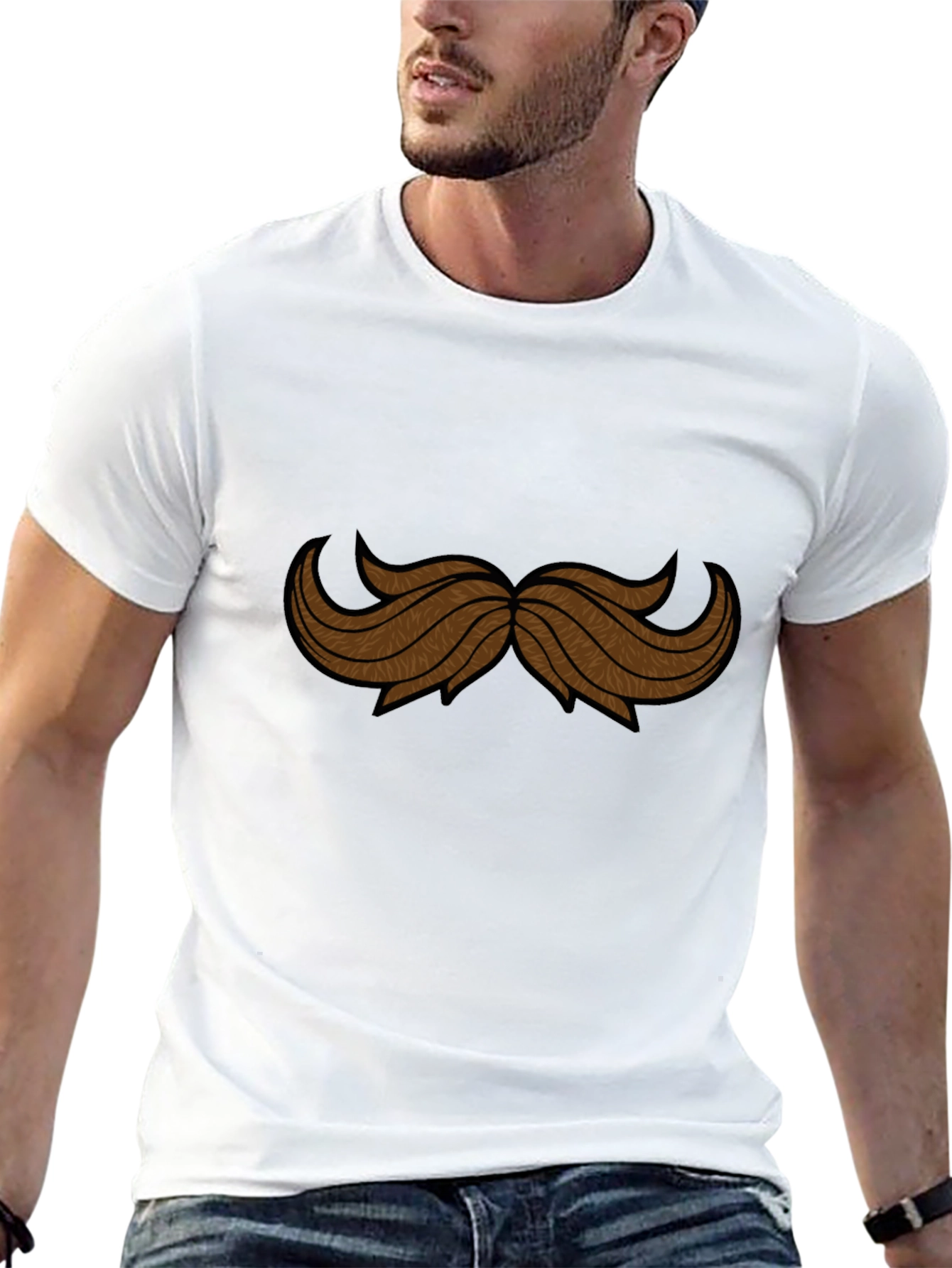 Mustache Graphic Black Tee Shirt