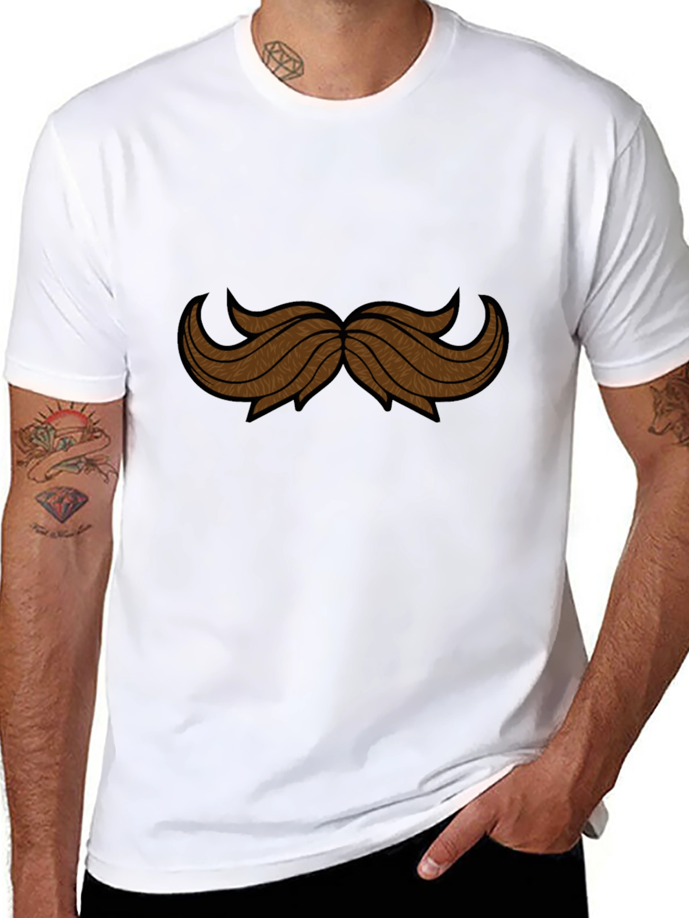 Mustache Graphic Black Tee Shirt