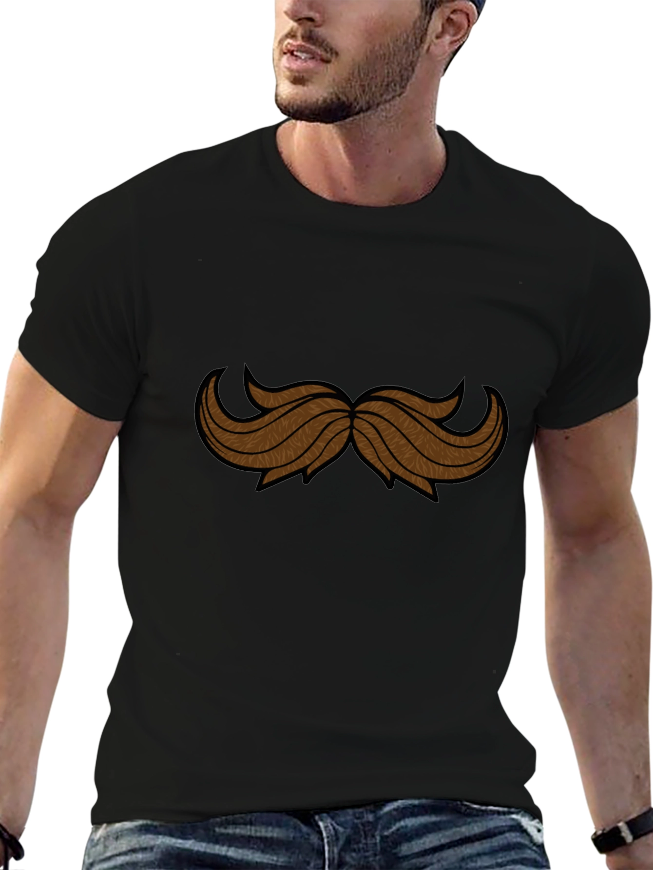 Mustache Graphic Black Tee Shirt