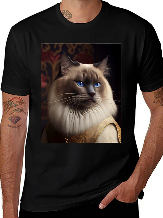Regal Cat Graphic Tee - Unique Animal Design