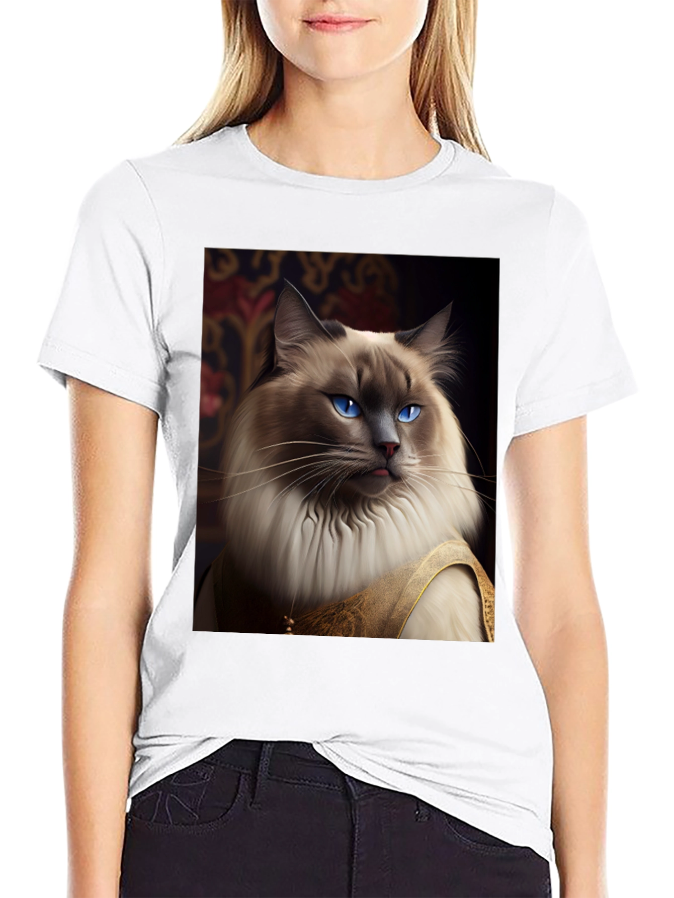 Regal Cat Graphic Tee - Unique Animal Design