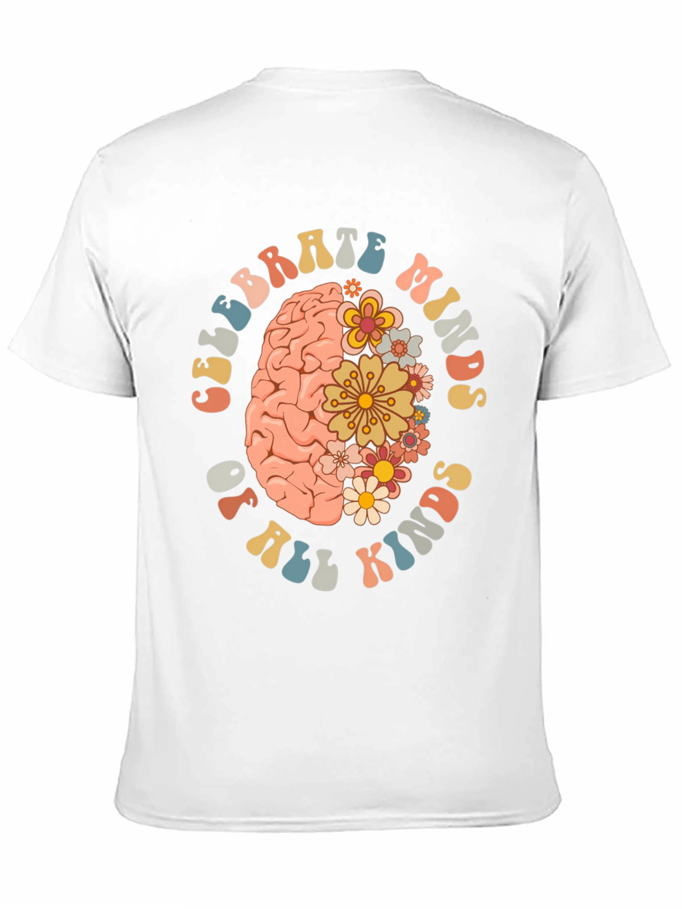 Celebrate Minds T-Shirt - Floral Brain Design