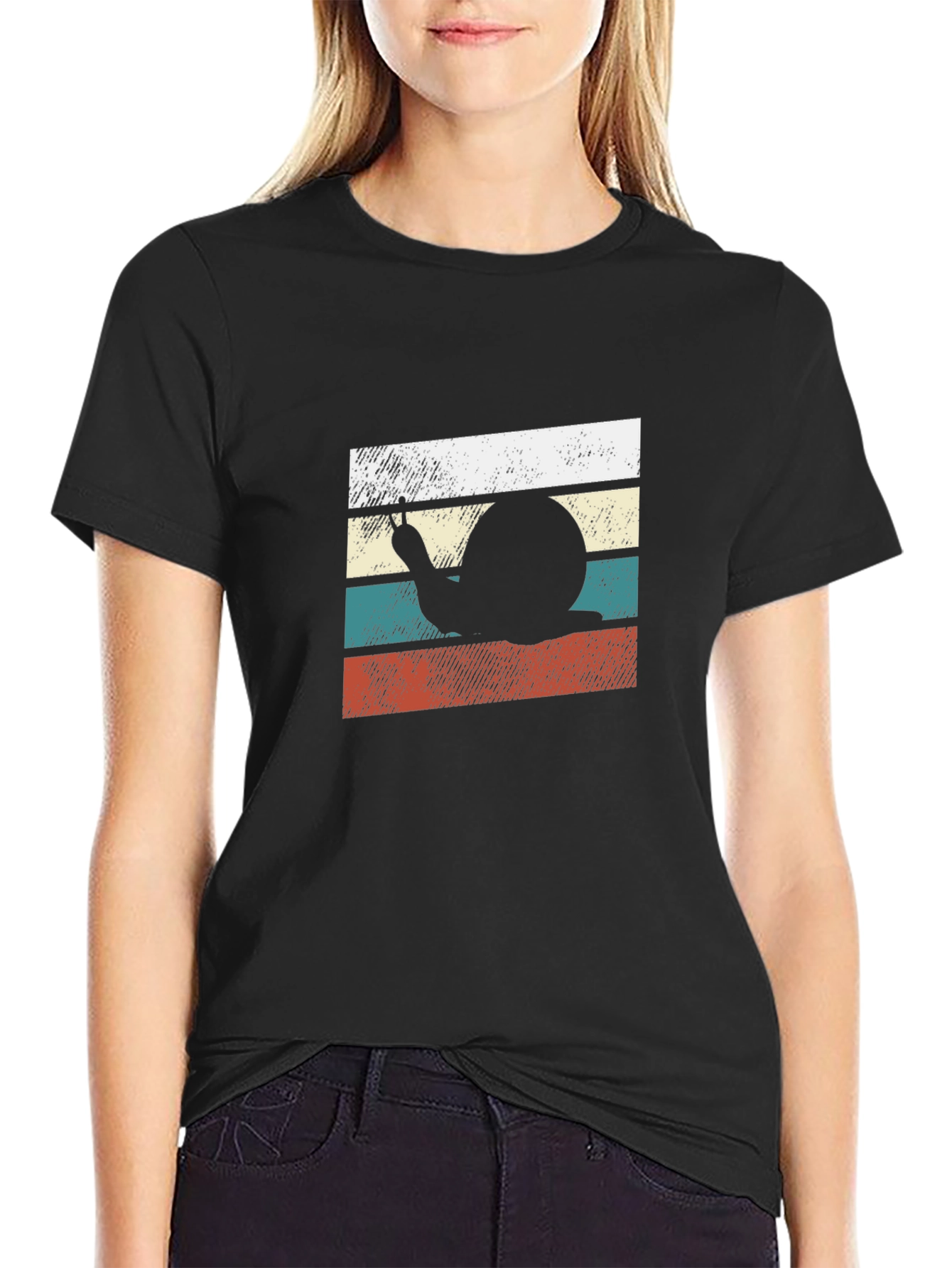 Retro Snail Peace Sign Graphic T-Shirt