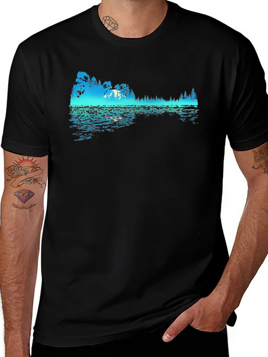 Nature Reflection Graphic Black T-Shirt