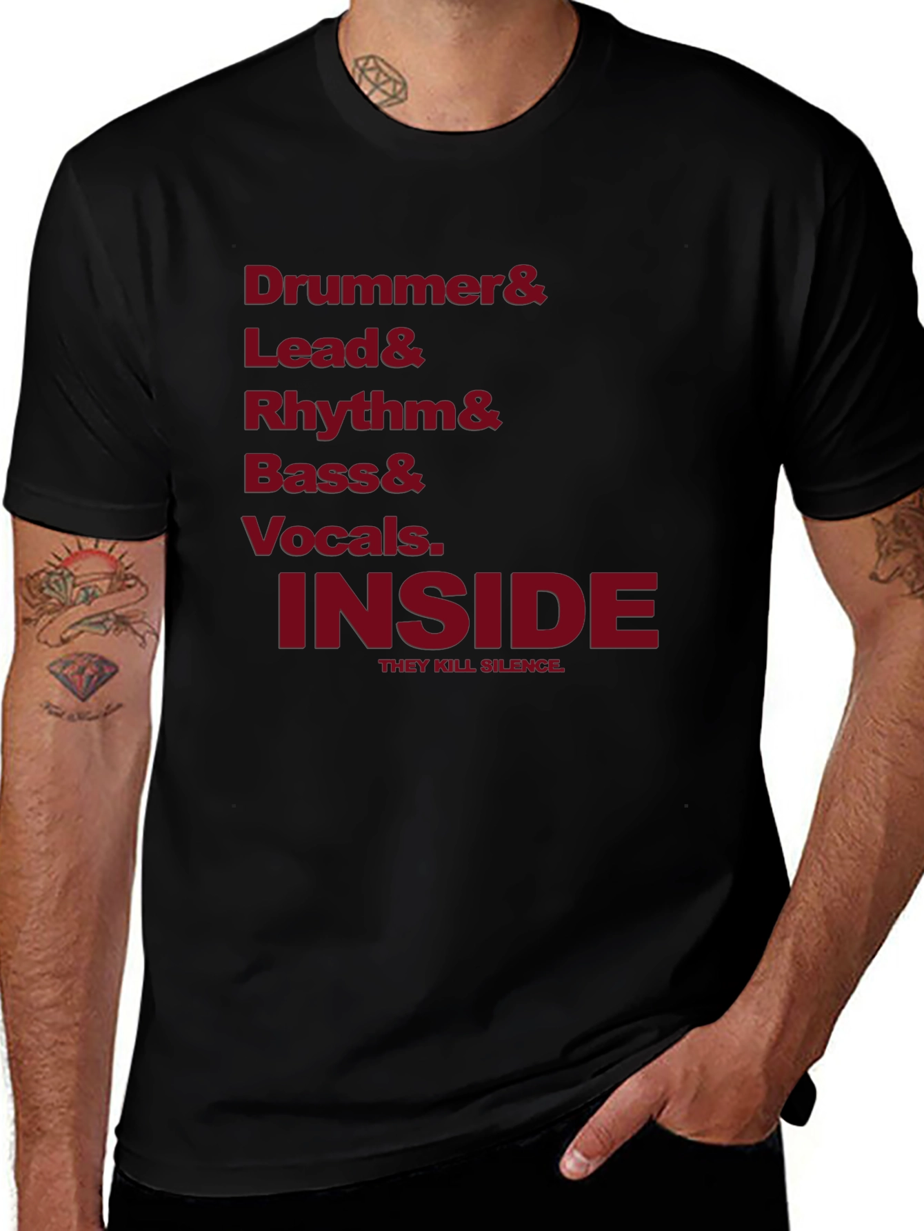Drummer Lead Rhythm Bass Vocals Inside T-Shirt