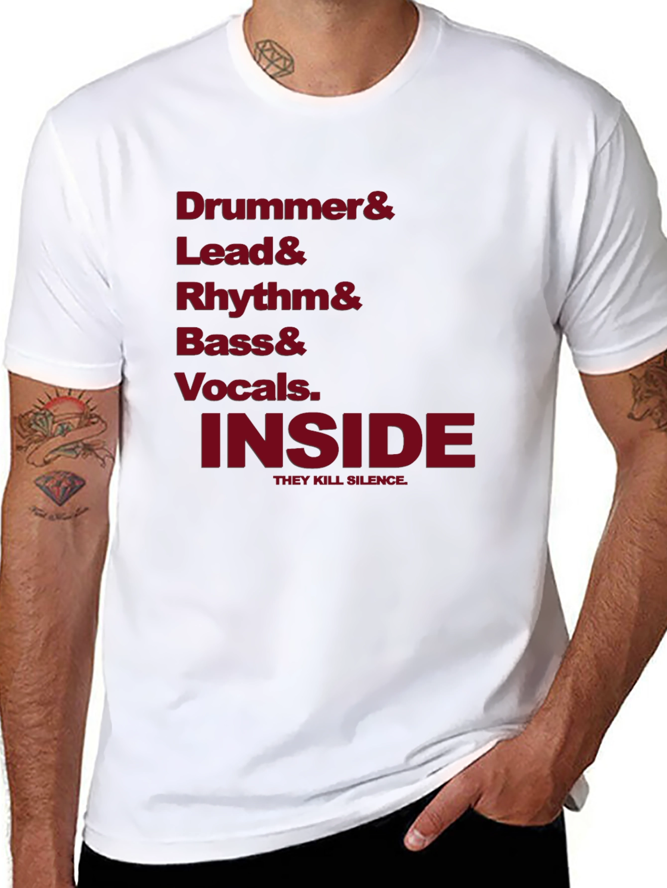 Drummer Lead Rhythm Bass Vocals Inside T-Shirt