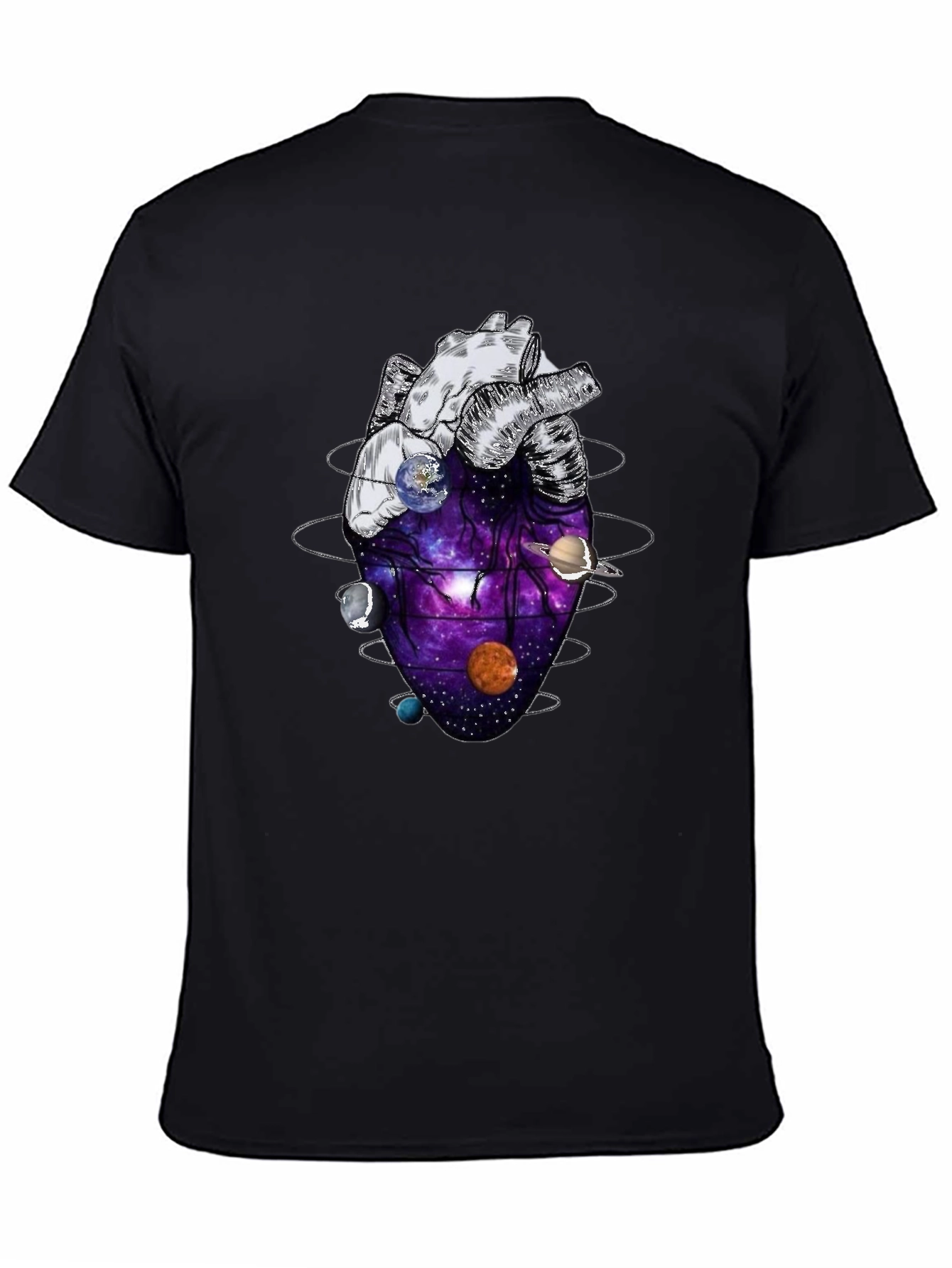 Anatomical Heart Planets Universe Mens T-Shirt