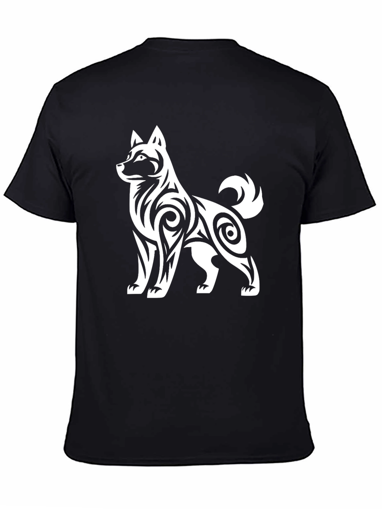 Mens Tribal Dog Graphic Black T-Shirt