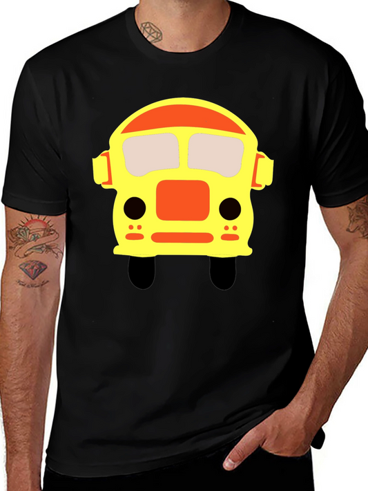 Cartoon Bus Graphic Black T-Shirt