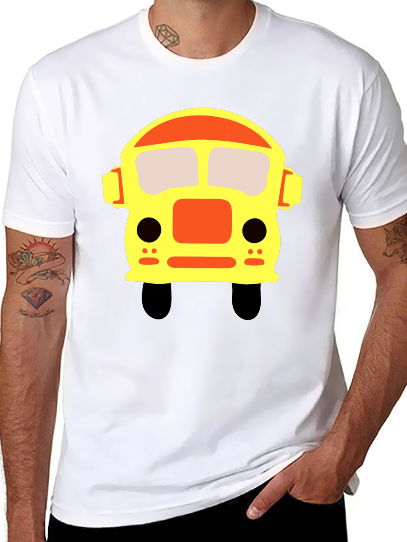 Cartoon Bus Graphic Black T-Shirt