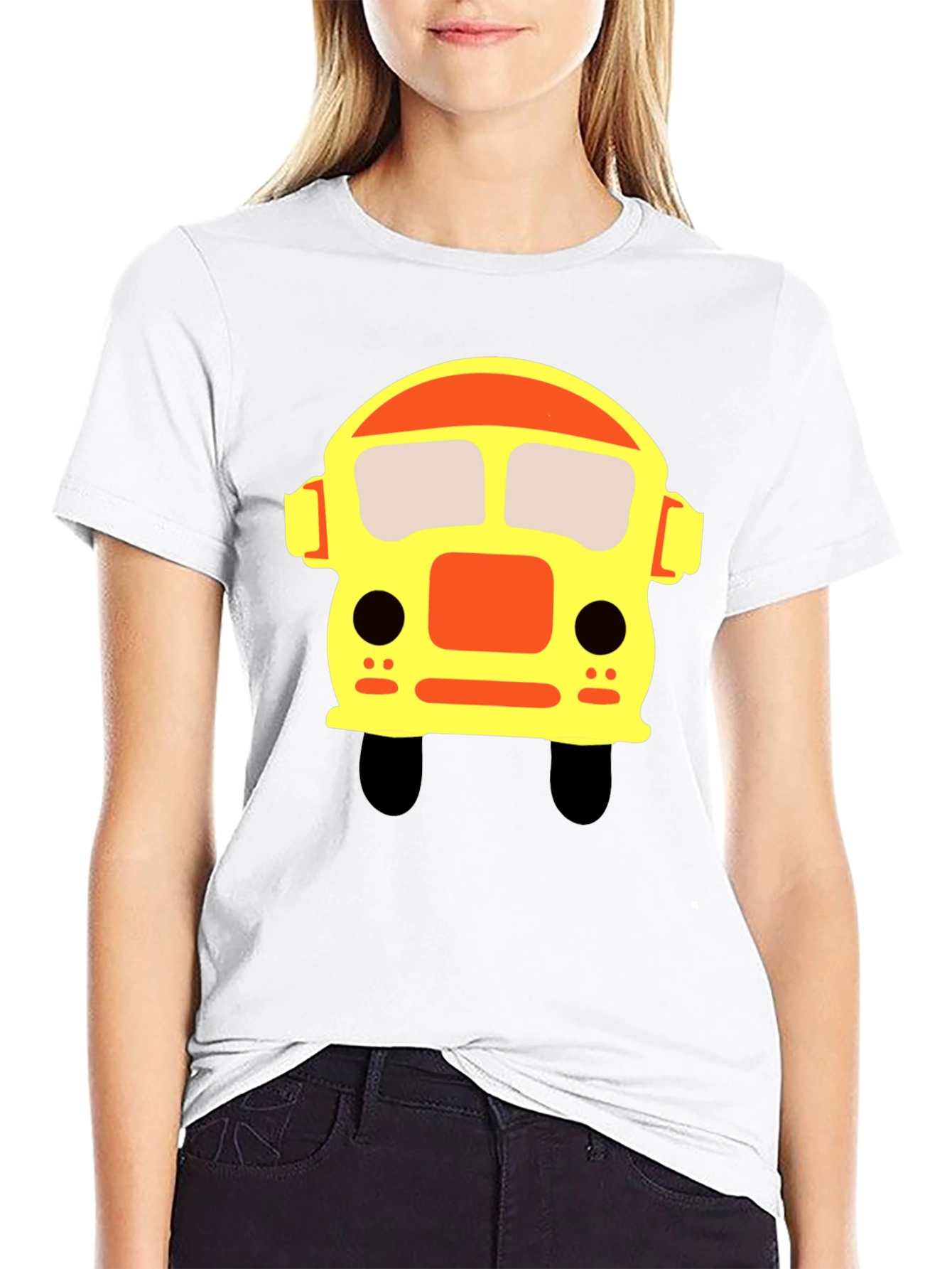 Cartoon Bus Graphic Black T-Shirt