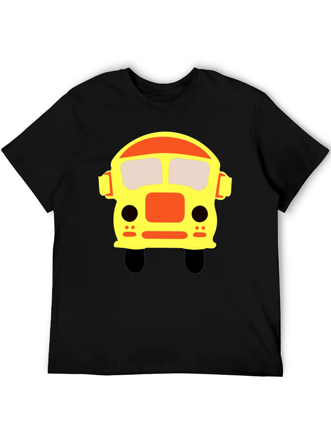 Cartoon Bus Graphic Black T-Shirt