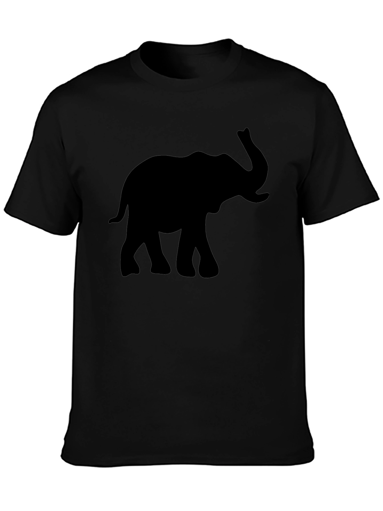 Elephant Silhouette Graphic Black T-Shirt