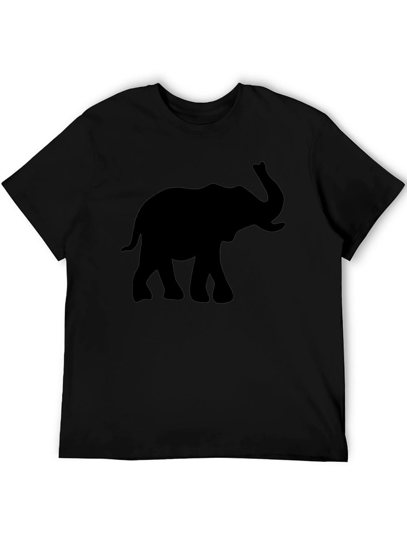Elephant Silhouette Graphic Black T-Shirt