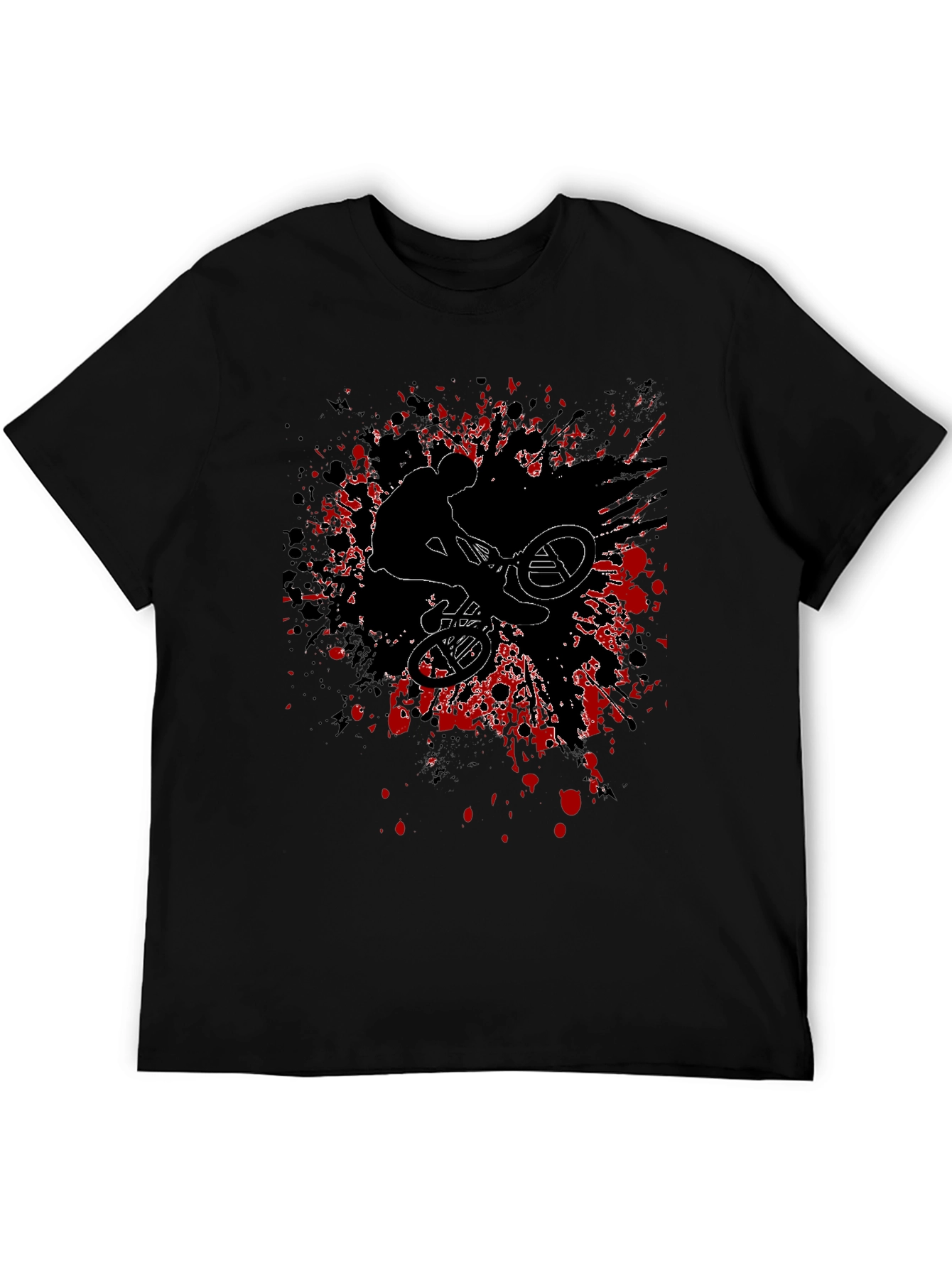BMX Rider Graphic Tee - Black Cotton Blend Shirt