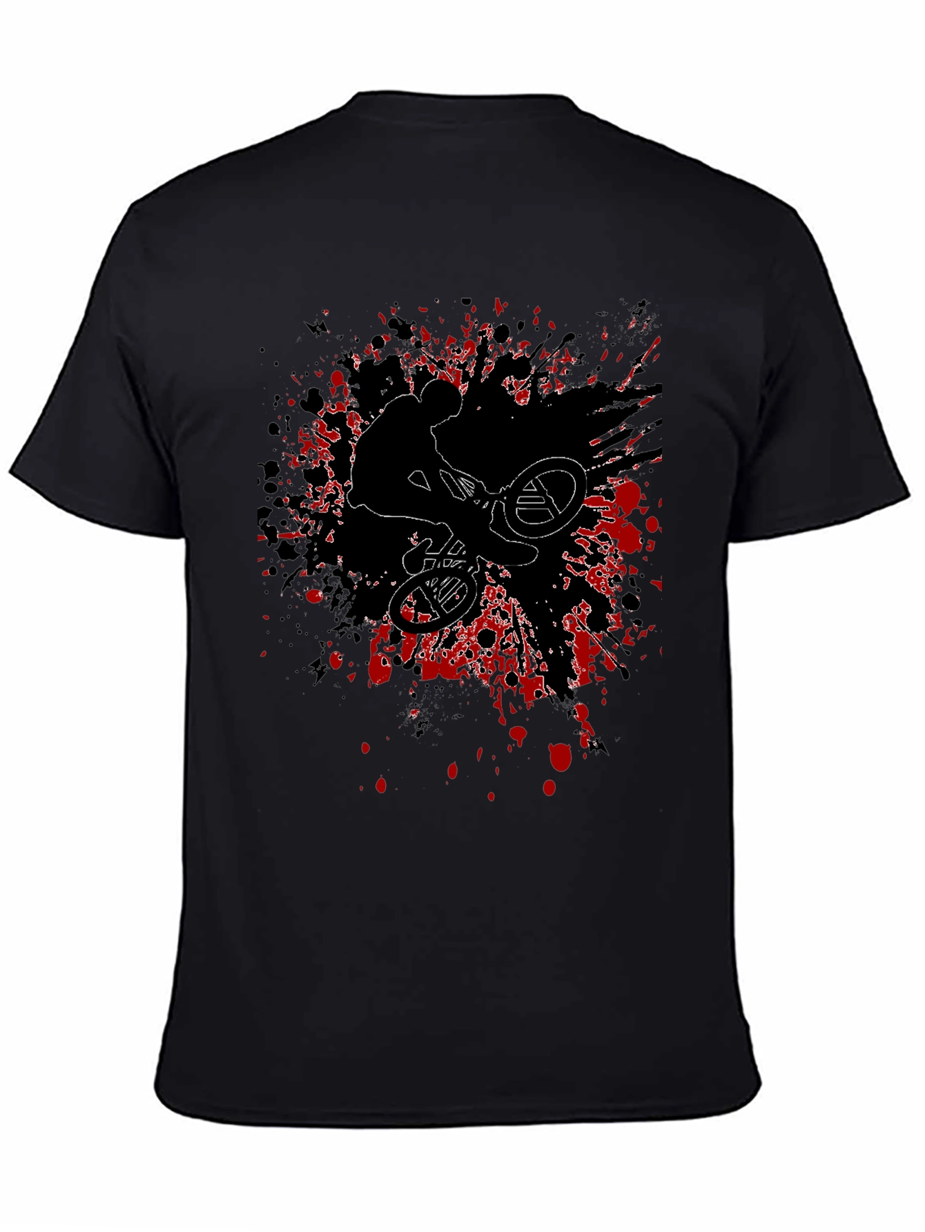 BMX Rider Graphic Tee - Black Cotton Blend Shirt