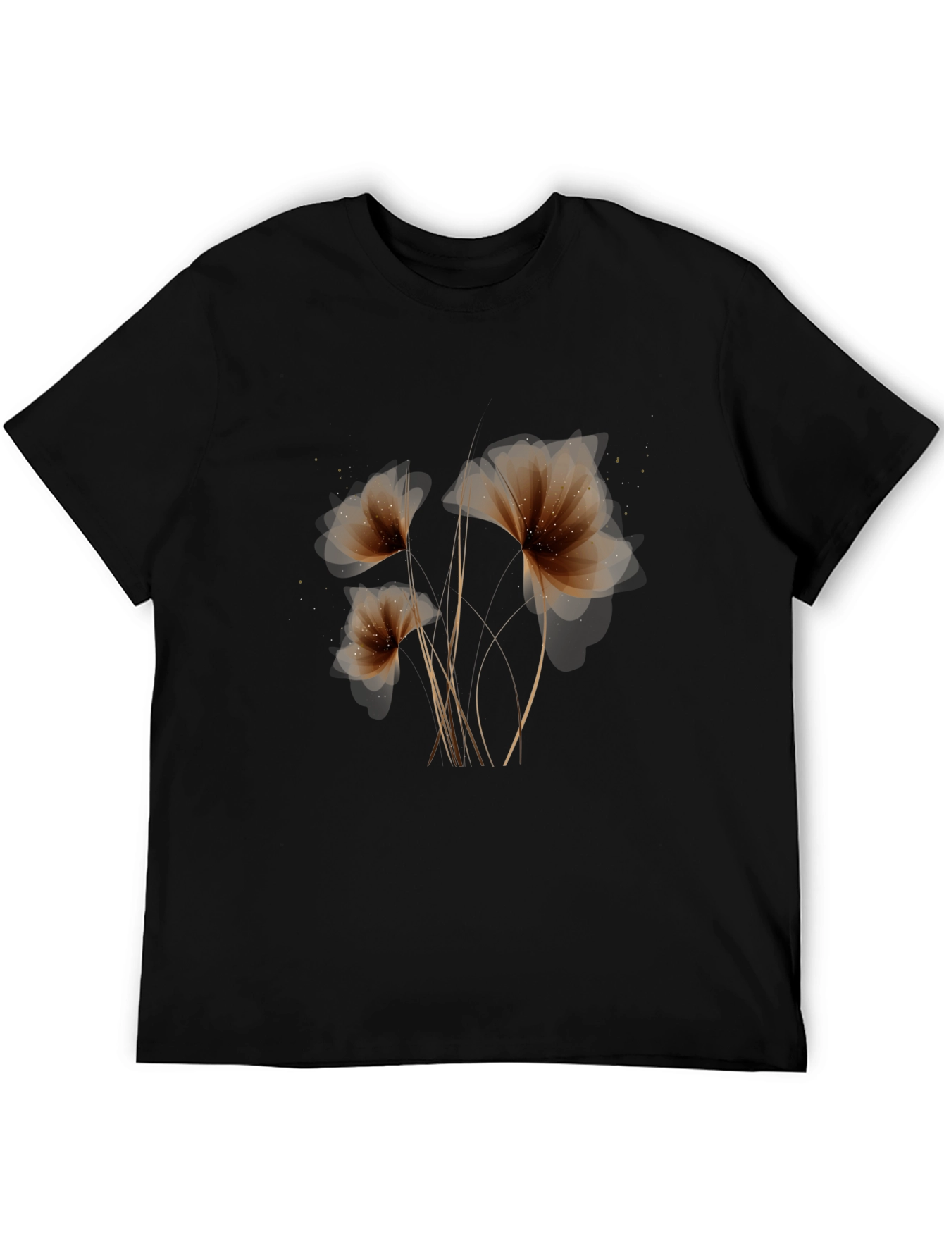 Floral Elegance: Black Graphic Tee