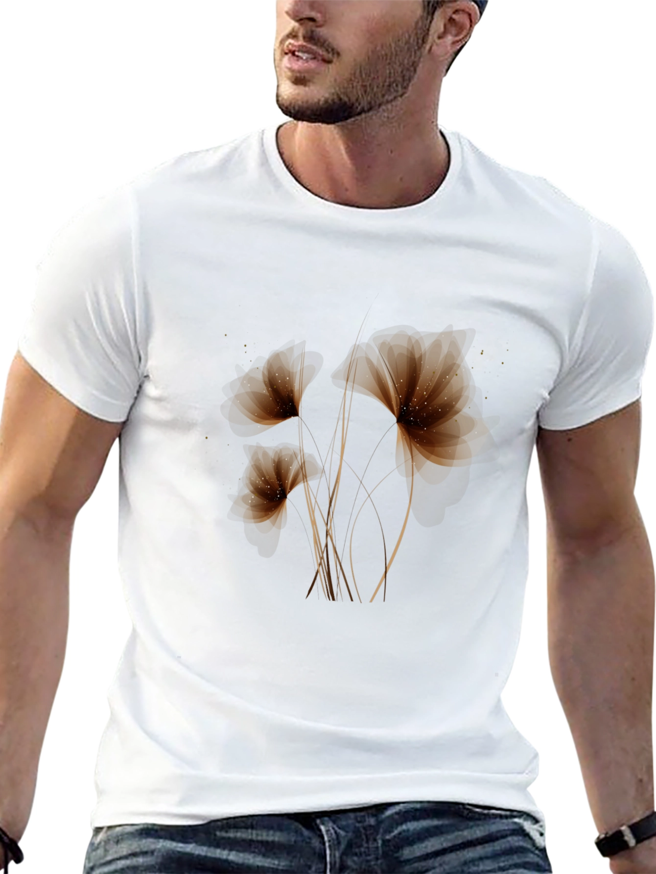 Floral Elegance: Black Graphic Tee