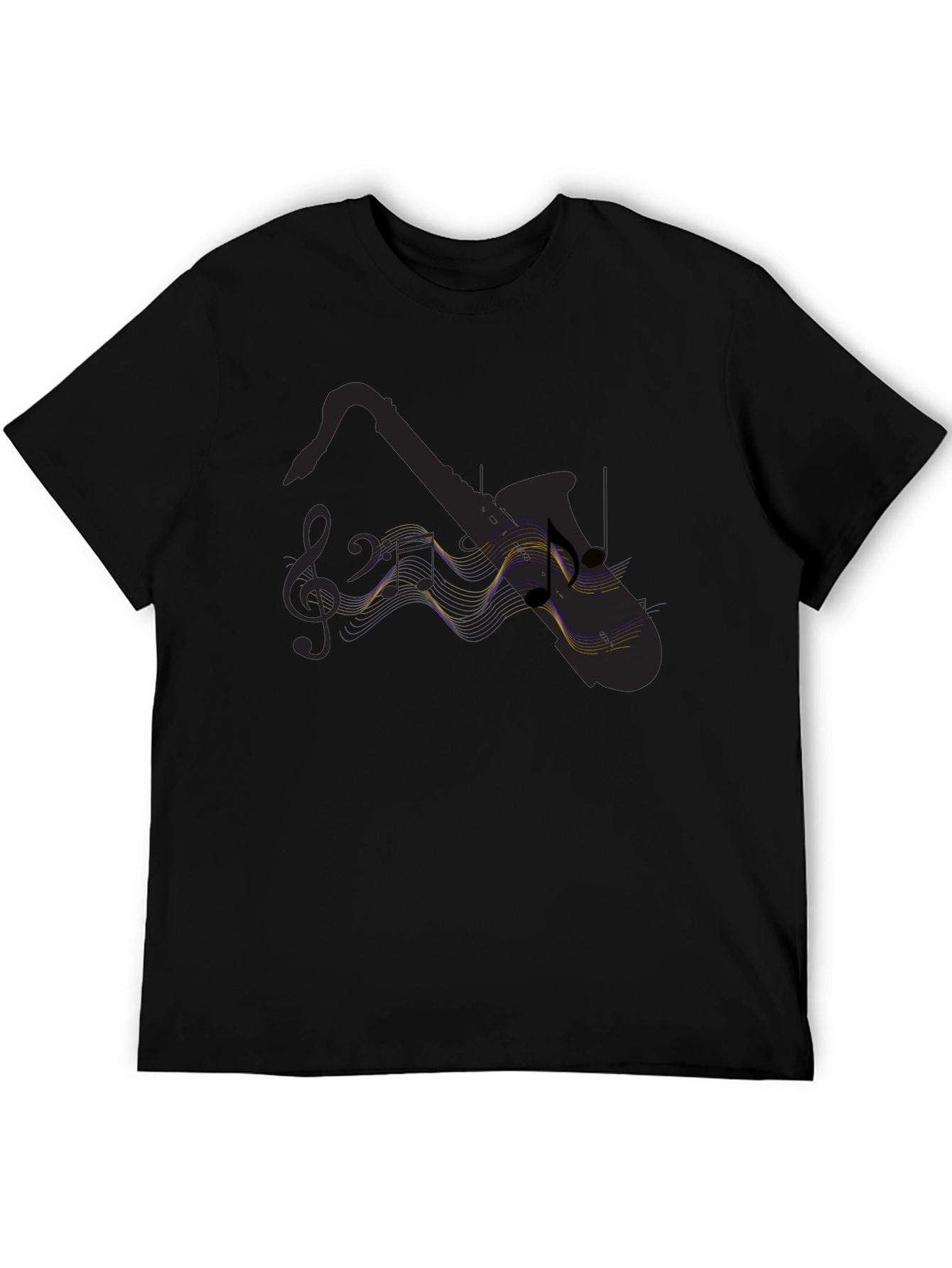 Saxophone Music Notes Black T-Shirt