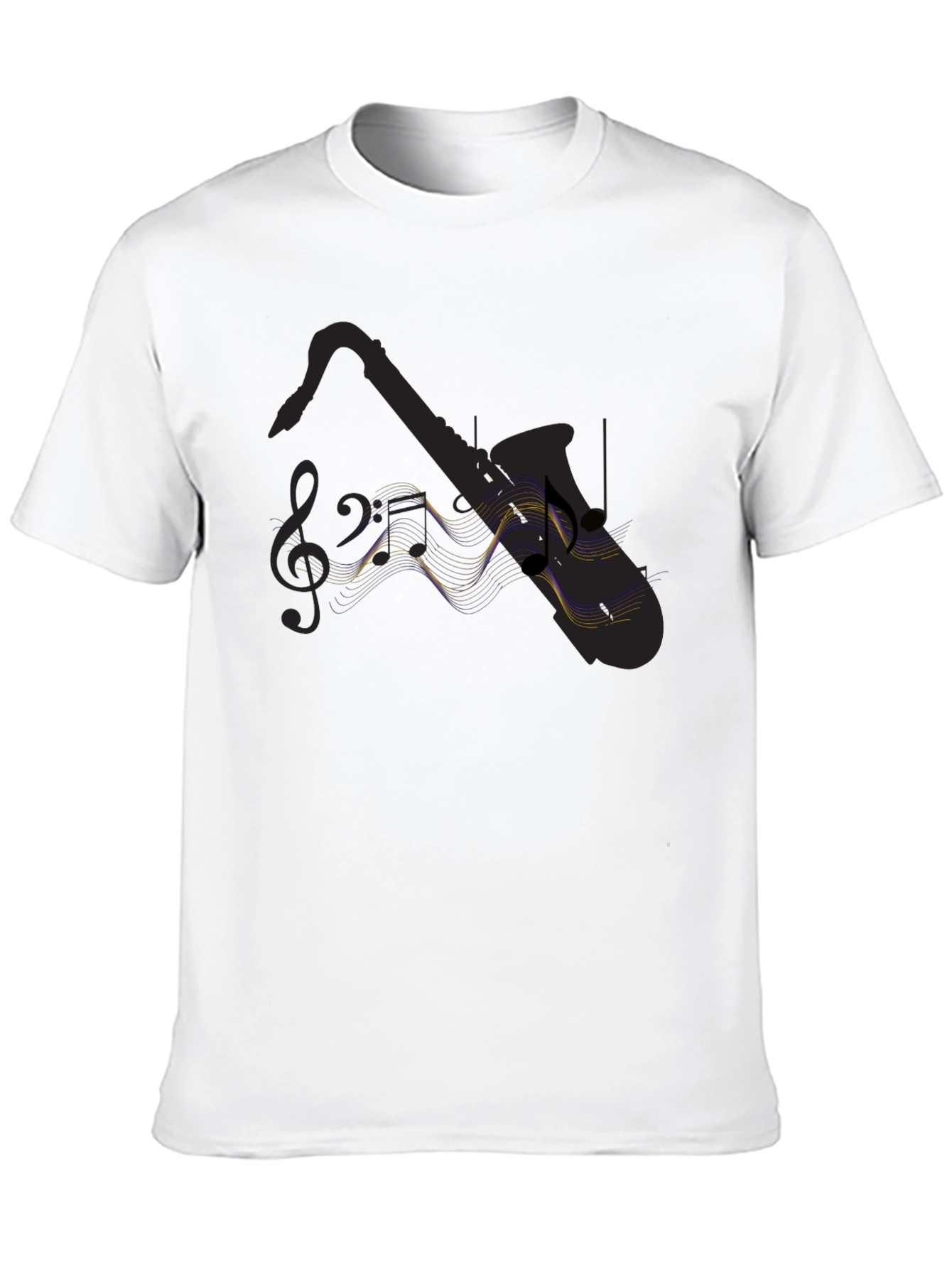 Saxophone Music Notes Black T-Shirt