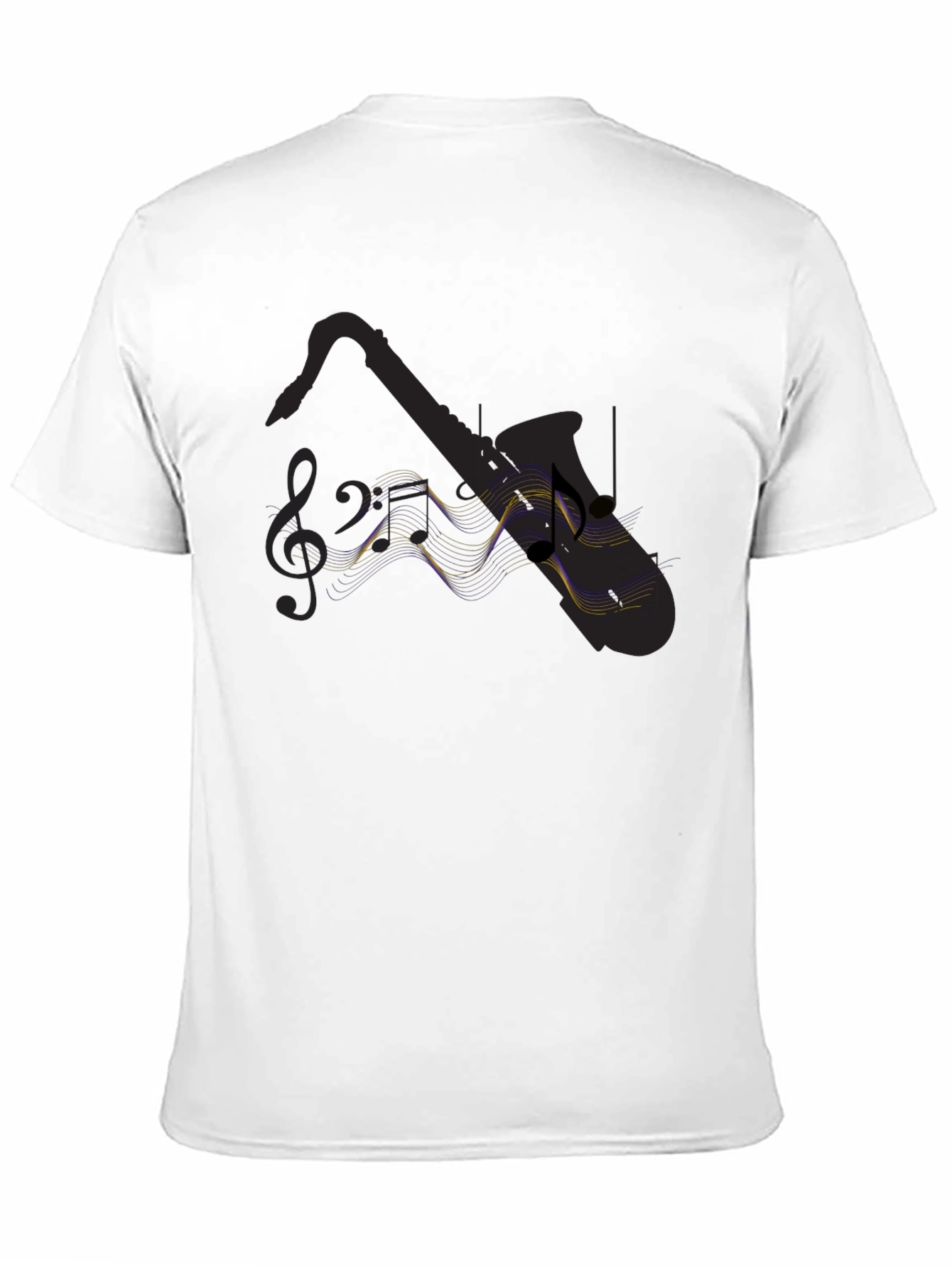 Saxophone Music Notes Black T-Shirt