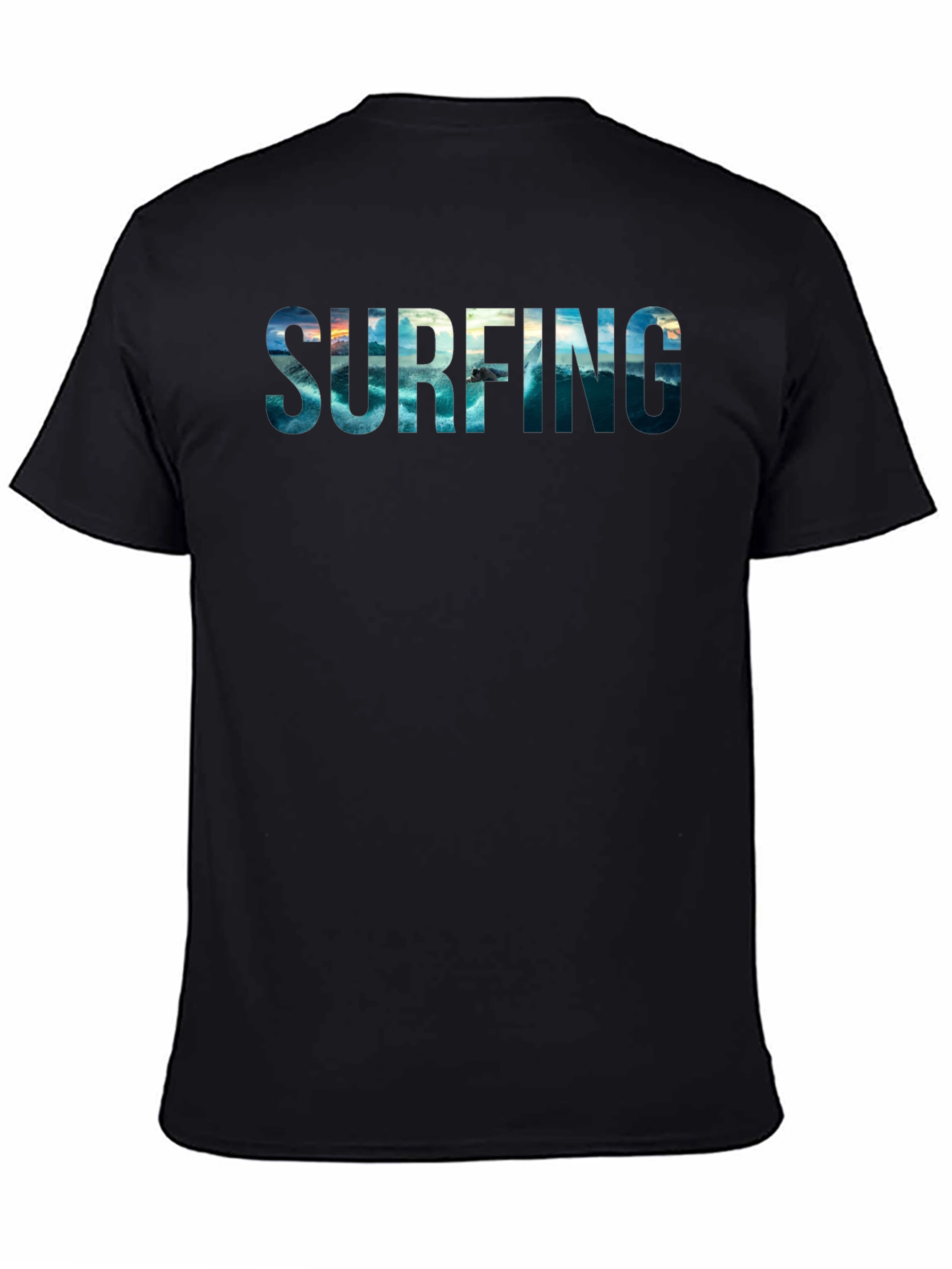Surfing Ocean Graphic Black Tee - Cool Summer Style