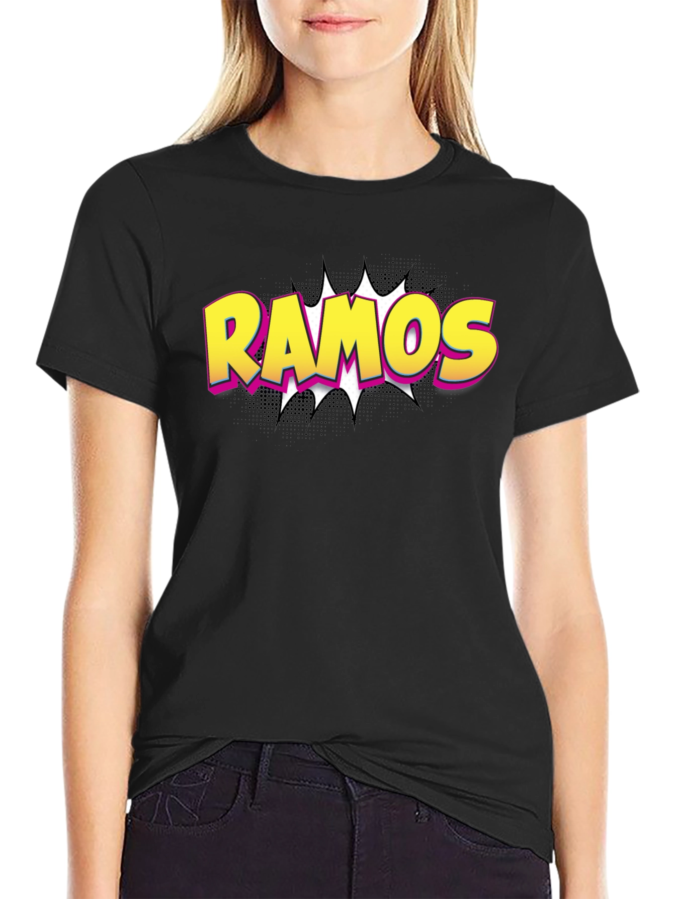Ramos Comic Book Style T-Shirt - Black Cotton Tee